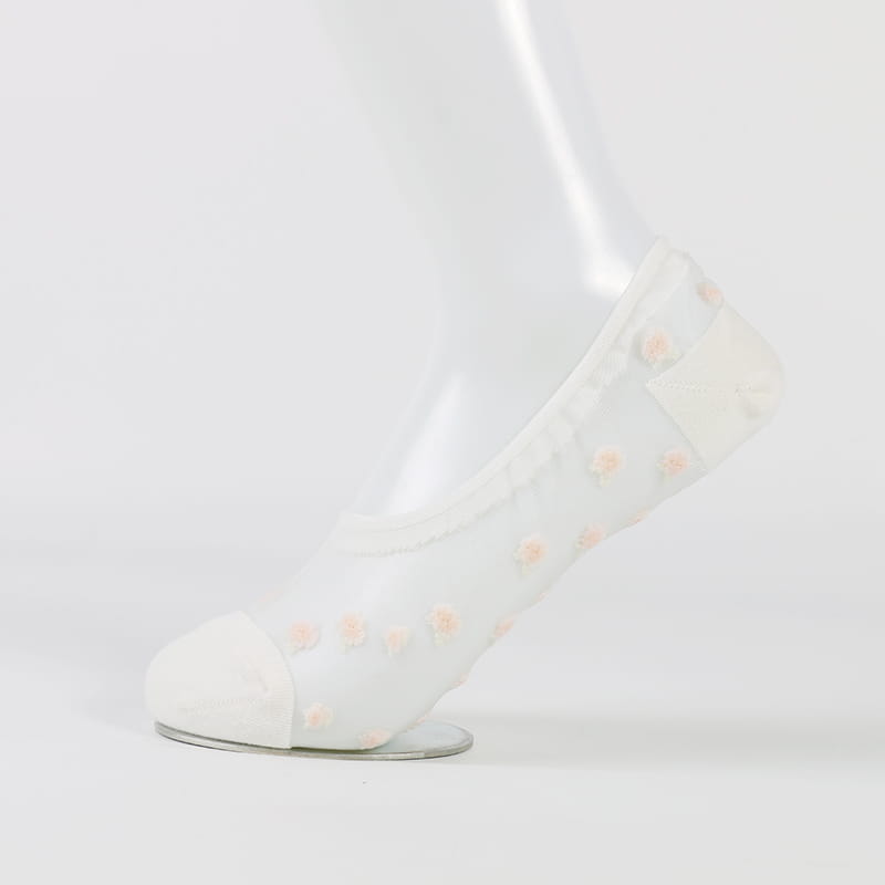 Calcetines invisibles transparentes de seda de nailon transparente para mujer con flores