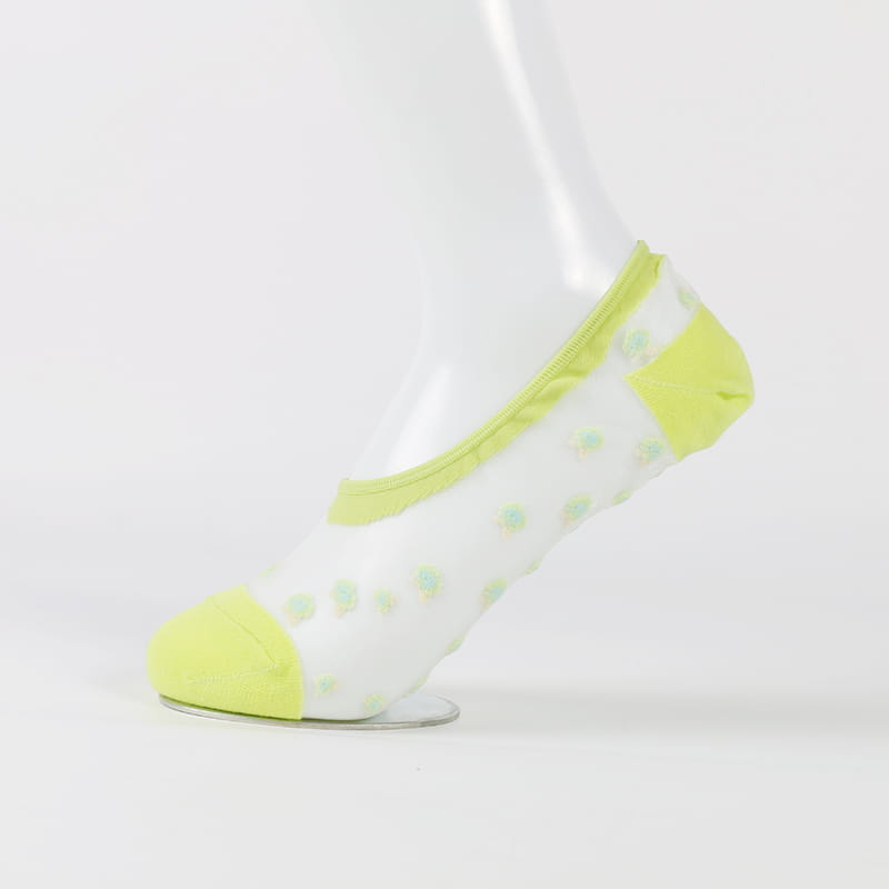 Calcetines invisibles transparentes de seda de nailon transparente para mujer con flores