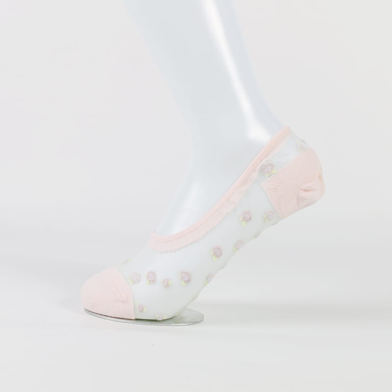 Calcetines invisibles transparentes de seda de nailon transparente para mujer con flores