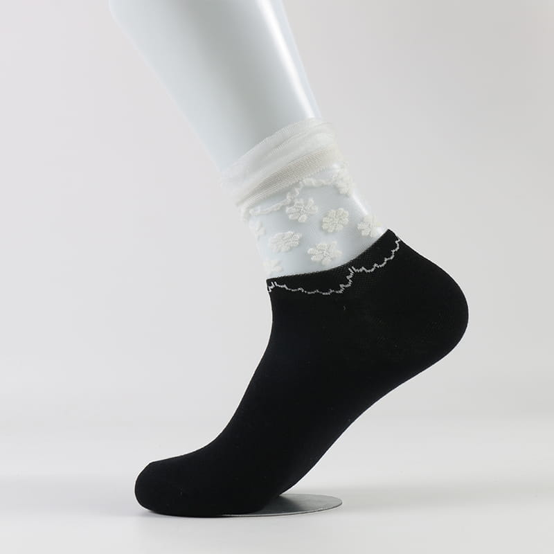 Calcetines de algodón para mujer, moda coreana y cómoda, transparente, Luokou, seda de vidrio