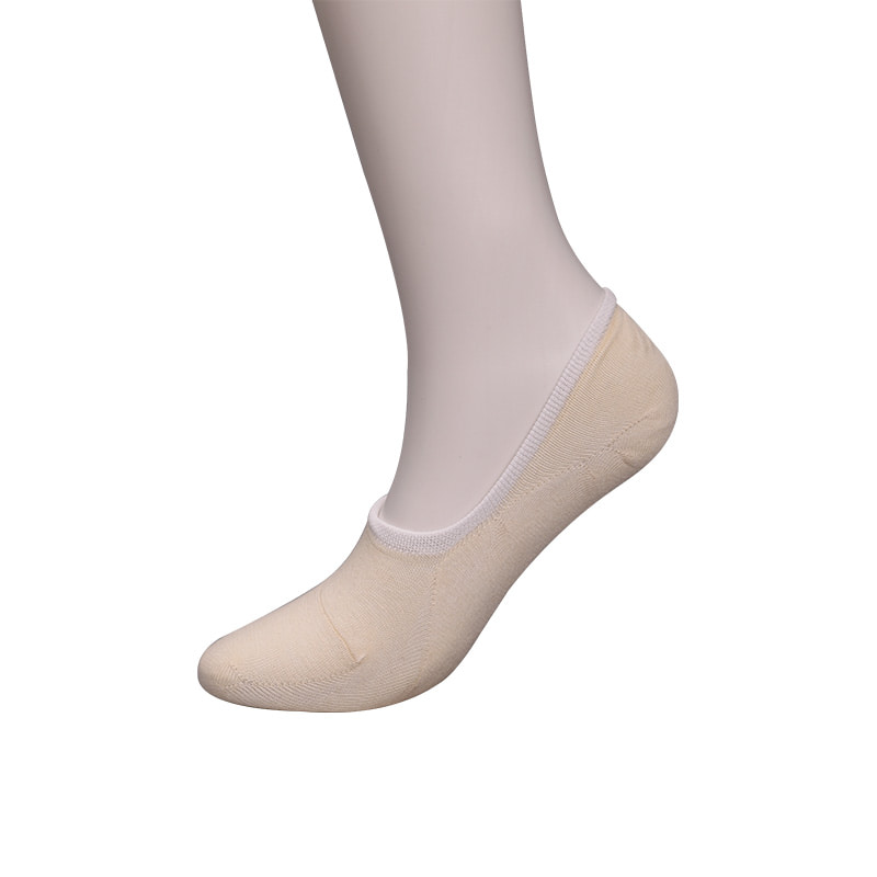 Calcetines de mujer invisibles cosidos a mano, malla, algodón de color natural WSD1401