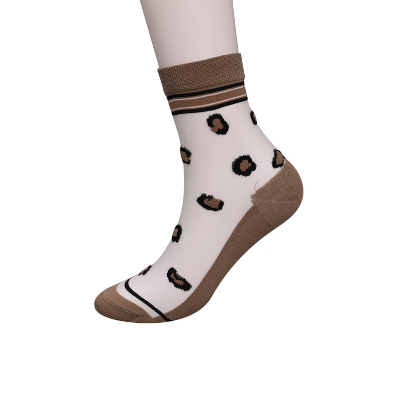 Calcetines de mujer con parte inferior de algodón y seda de nailon transparente a la moda Calcetines de mujer de seda transparente con estampado de leopardo Calcetines de mujer de seda cristalina WSD1939