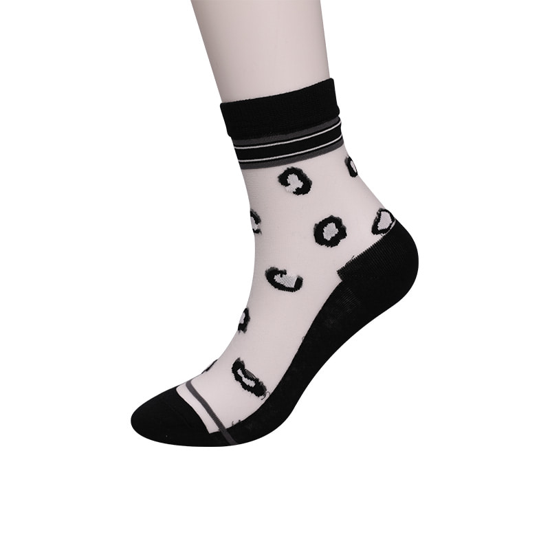 Calcetines de mujer con parte inferior de algodón y seda de nailon transparente a la moda Calcetines de mujer de seda transparente con estampado de leopardo Calcetines de mujer de seda cristalina WSD1939