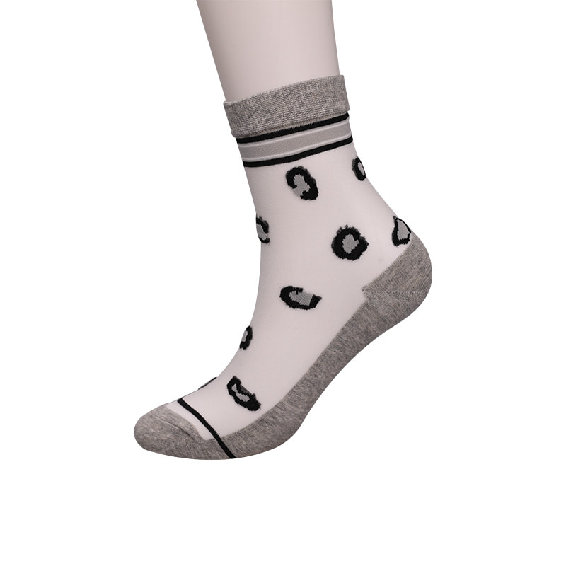 Calcetines de mujer con parte inferior de algodón y seda de nailon transparente a la moda Calcetines de mujer de seda transparente con estampado de leopardo Calcetines de mujer de seda cristalina WSD1939