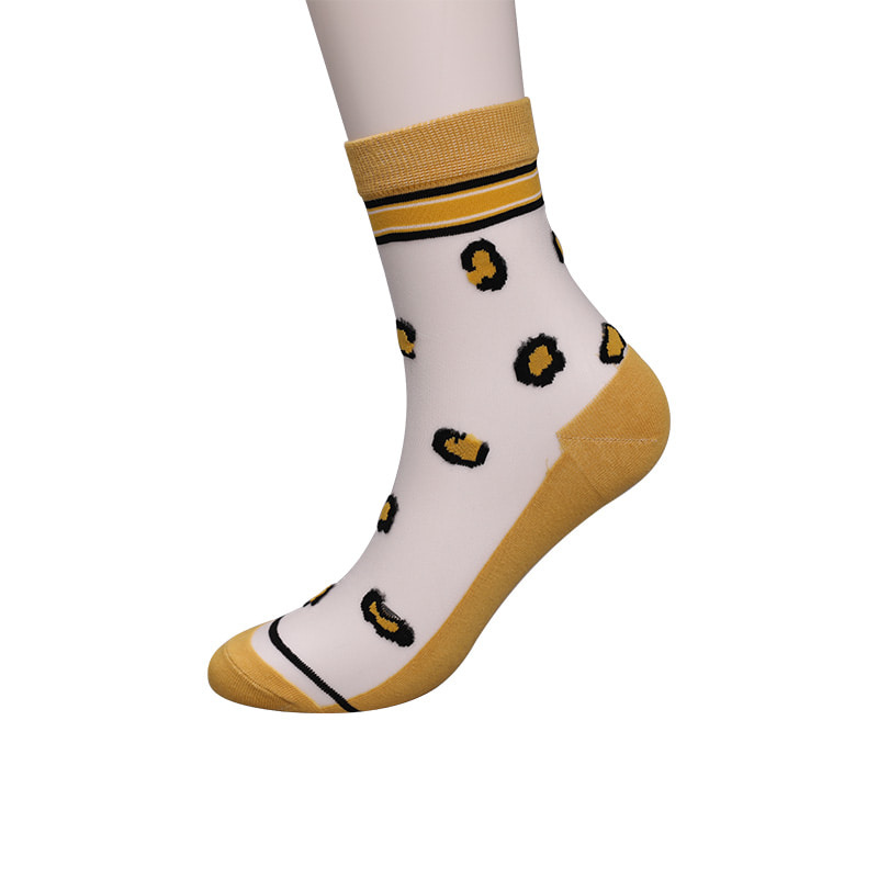 Calcetines de mujer con parte inferior de algodón y seda de nailon transparente a la moda Calcetines de mujer de seda transparente con estampado de leopardo Calcetines de mujer de seda cristalina WSD1939