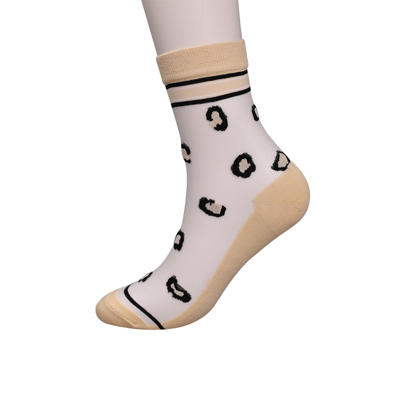 Calcetines de mujer con parte inferior de algodón y seda de nailon transparente a la moda Calcetines de mujer de seda transparente con estampado de leopardo Calcetines de mujer de seda cristalina WSD1939