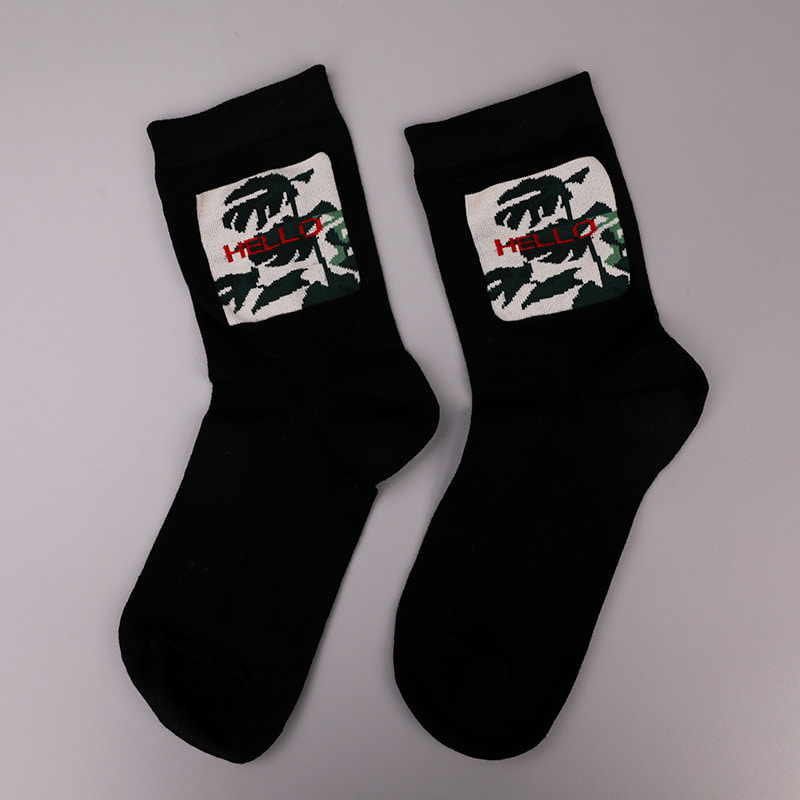 Calcetines de hombre de otoño e invierno cosidos a mano de jacquard con estampado 3D de imitación de spandex envuelto en nailon de seda hilada suave WSD2850