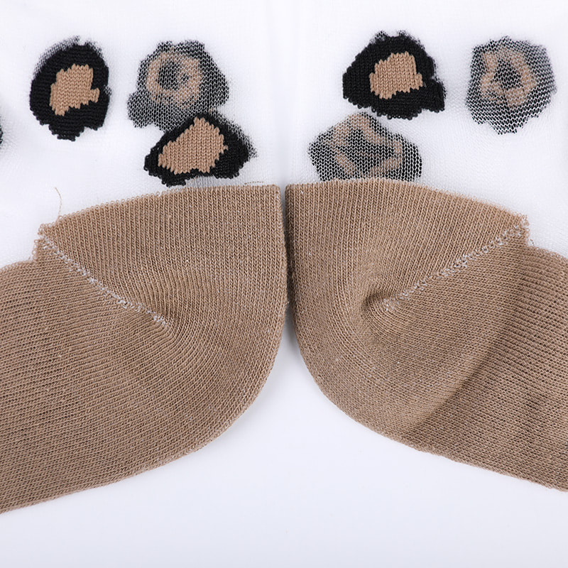 Calcetines de mujer con parte inferior de algodón y seda de nailon transparente a la moda Calcetines de mujer de seda transparente con estampado de leopardo Calcetines de mujer de seda cristalina WSD1939