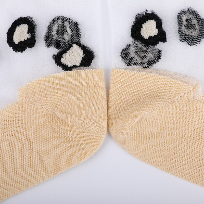 Calcetines de mujer con parte inferior de algodón y seda de nailon transparente a la moda Calcetines de mujer de seda transparente con estampado de leopardo Calcetines de mujer de seda cristalina WSD1939