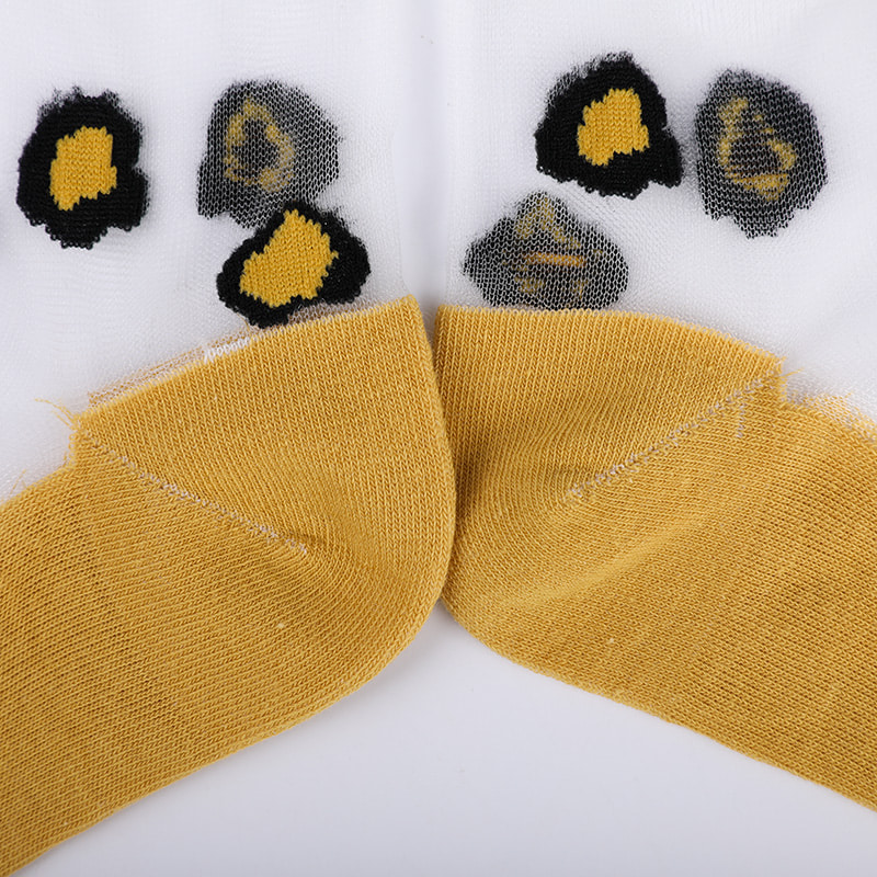 Calcetines de mujer con parte inferior de algodón y seda de nailon transparente a la moda Calcetines de mujer de seda transparente con estampado de leopardo Calcetines de mujer de seda cristalina WSD1939