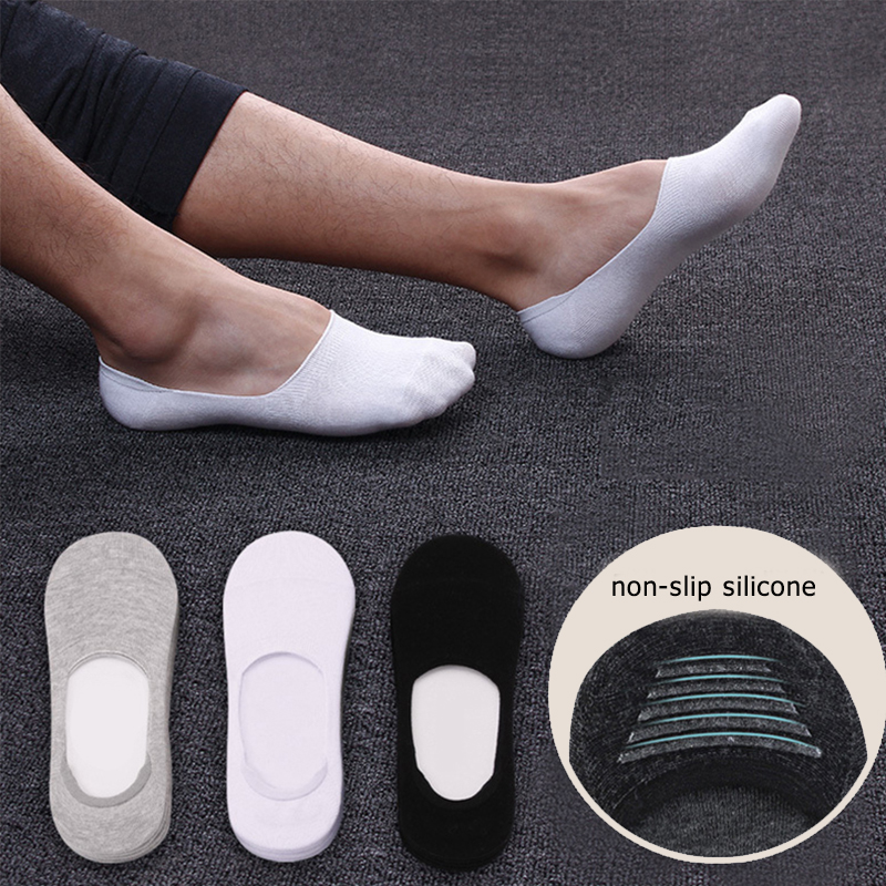 Calcetines invisibles antideslizantes finos de verano para hombre invisibles de algodón