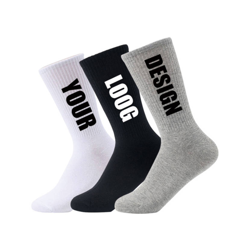 Calcetines personalizados deportivos de diseñador para hombre con estampado de logotipo de compresión para mujer bordado con agarre de moda unisex