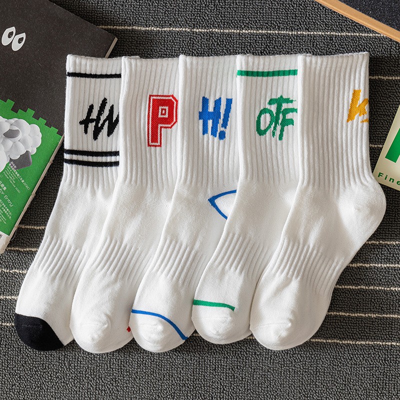 Calcetines personalizados del equipo de los deportes de la letra de Hip Hop del estilo de la calle del color sólido del punto jacquar modificado para requisitos particulares