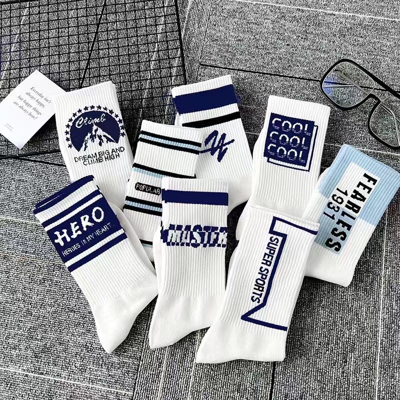 Calcetines deportivos personalizados harajuku, ropa de calle, equipo de algodón con diseño de logotipo OEM