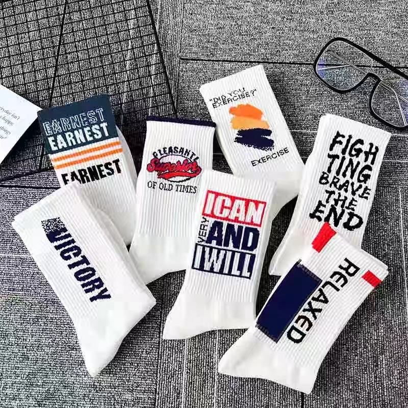 Calcetines deportivos personalizados harajuku, ropa de calle, equipo de algodón con diseño de logotipo OEM